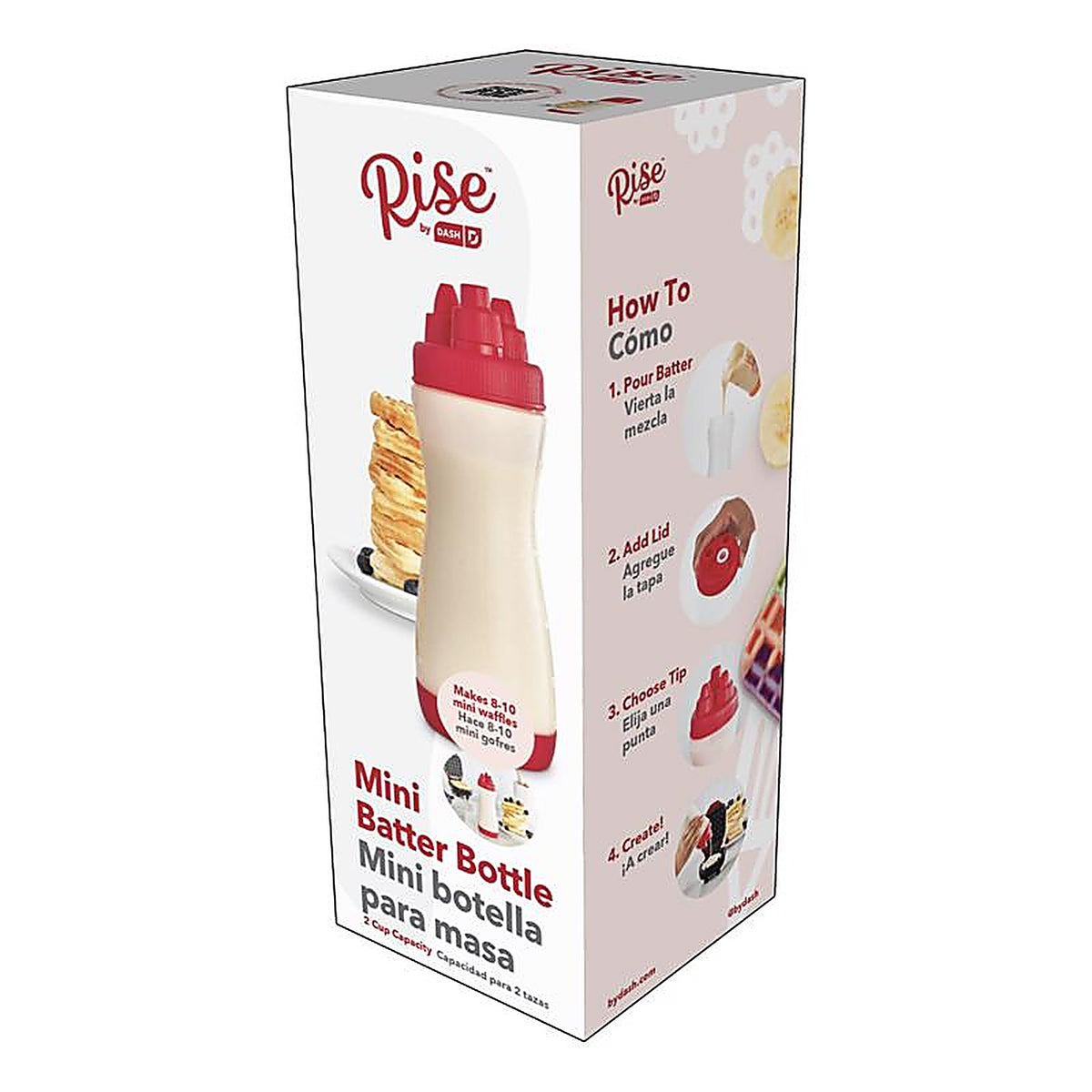 Rise by Dash - RBB500GBRR16 - Clear/Red ABS Plastic Batter Bottle 2 cups