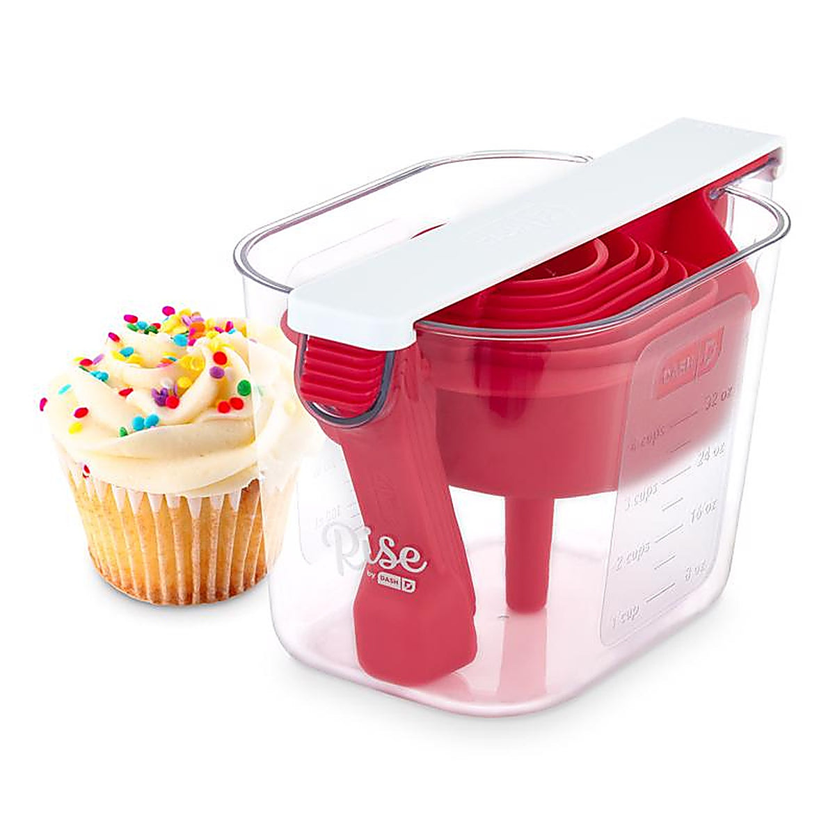 Rise by Dash - RSMS150GBRR24 - Plastic Clear/Red Measuring Cup Set
