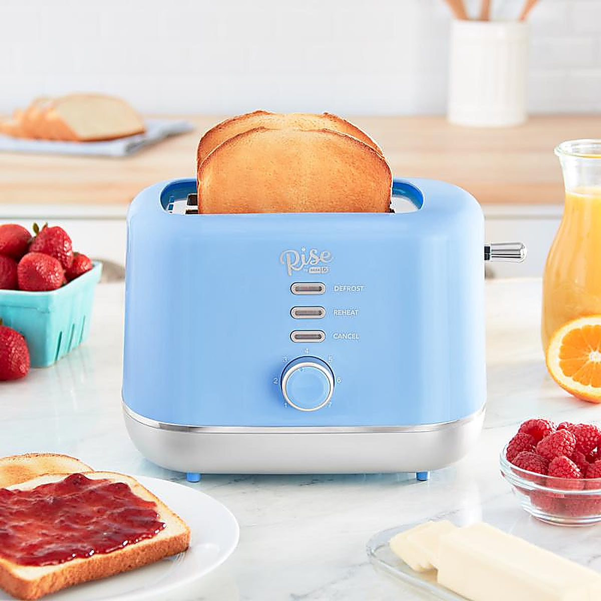 Rise by Dash - RTT200GBSK06 - Plastic Blue 2 slot Toaster 7.4 in. H X 7.2 in. W X 11.1 in. D