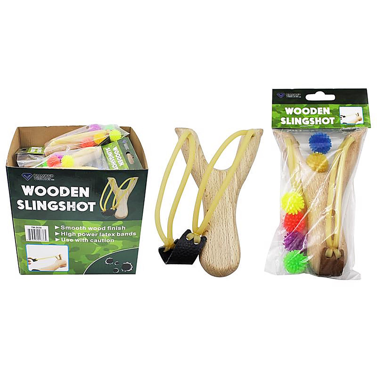 Diamond Visions - TM-2636 - Sling Shot with Silicone Balls Wood/Silicone 1 pk