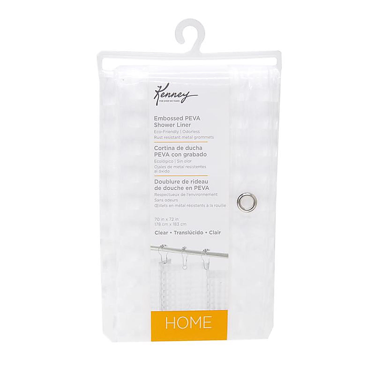 Kenney - KN61151 - 72 in. H X 70 in. W Clear Embossed Shower Curtain Liner PEVA