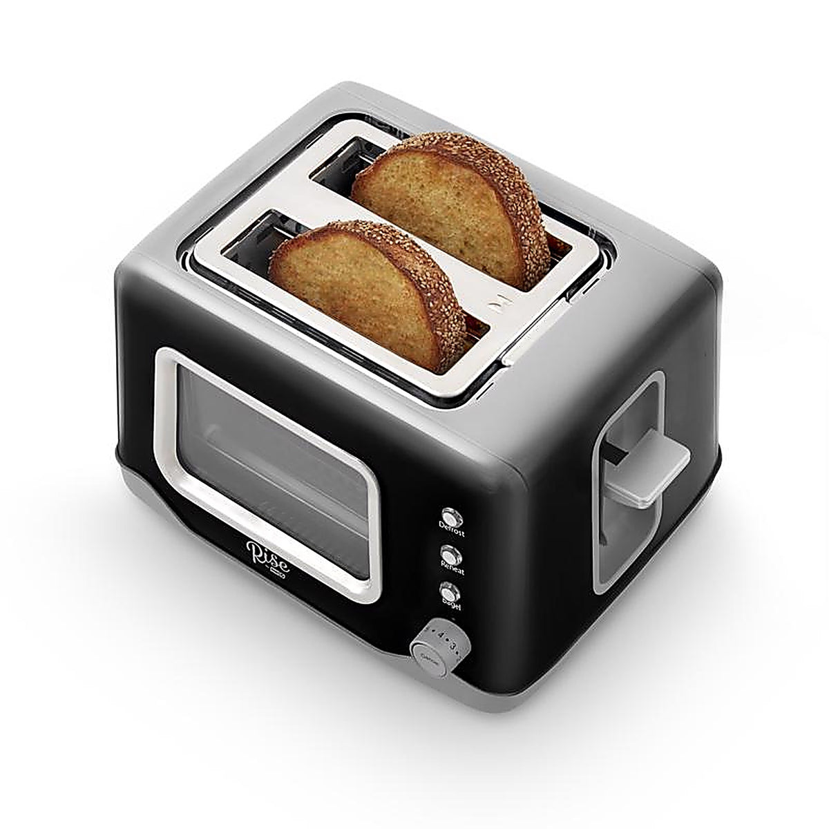 Rise by Dash - RCVT200GBBK02 - Metal Black 2 slot Toaster 7.9 in. H X 12.2 in. W X 9.5 in. D