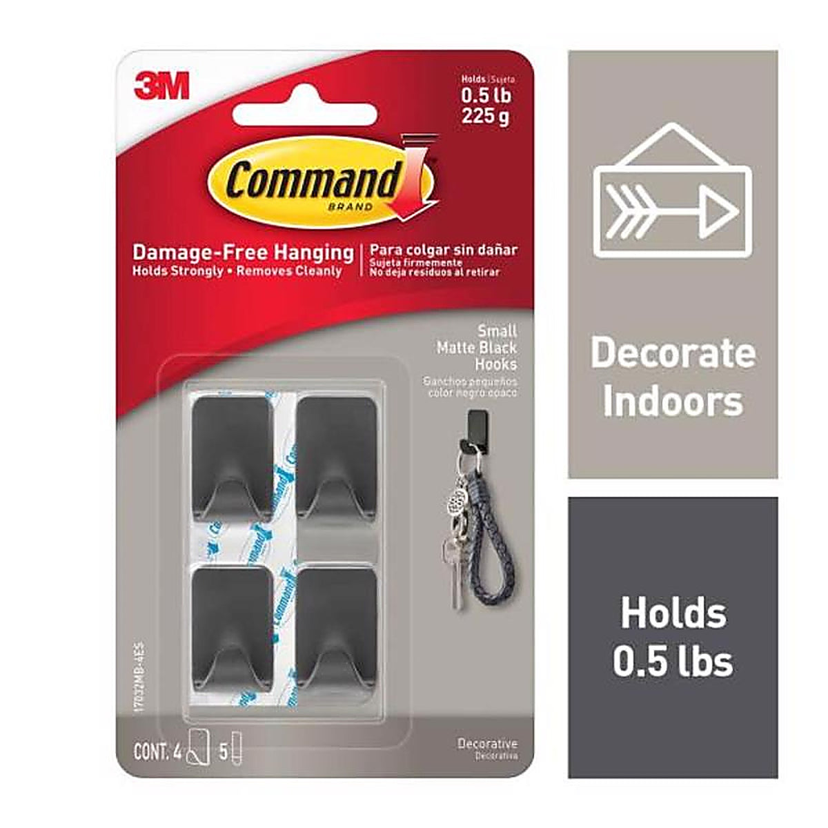 3M - 17032MB-4ES - Command Small Plastic Hook 1 in. L 4 pk