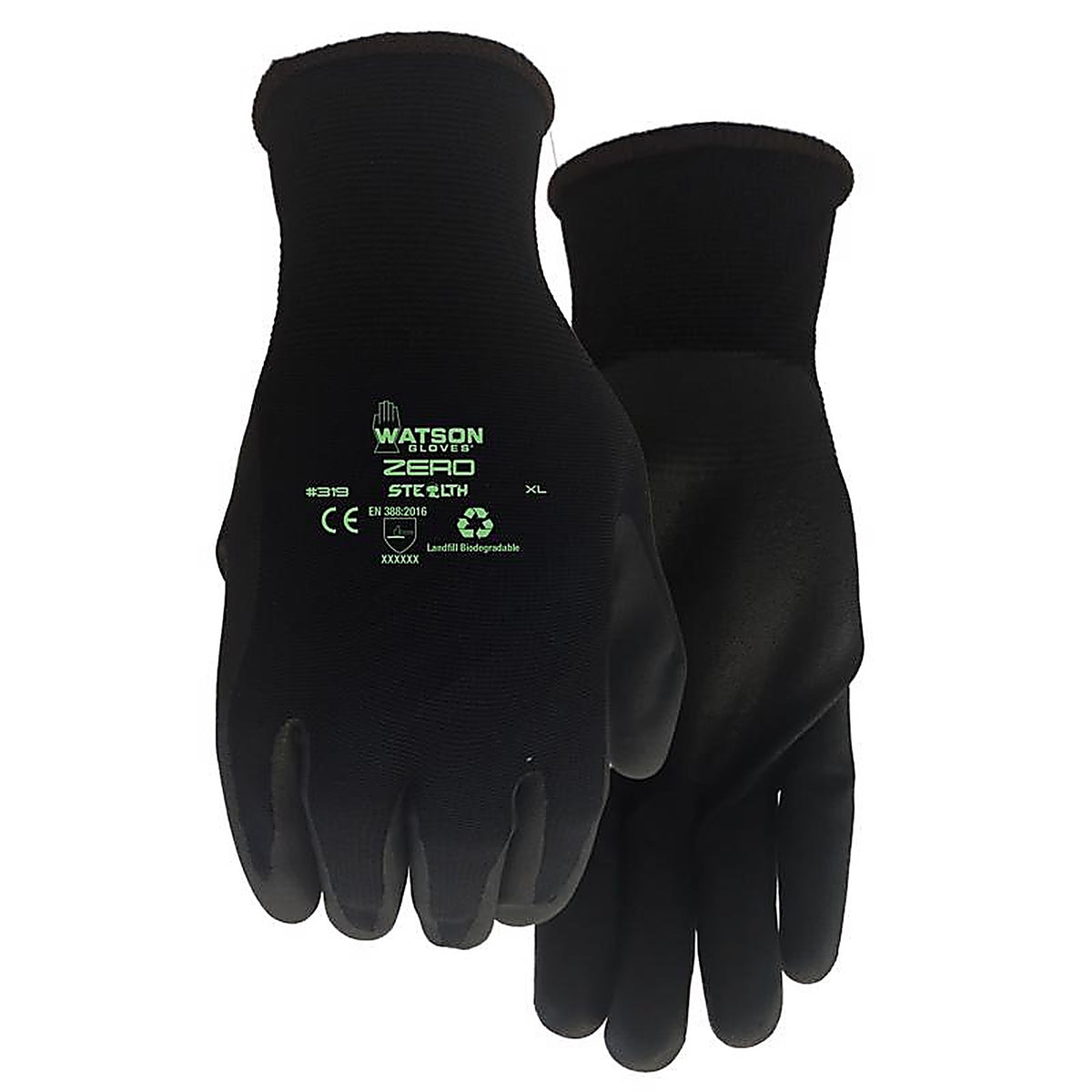 Watson Gloves - 319-X - Stealth XL Nylon/Nitrile Zero Black Gloves