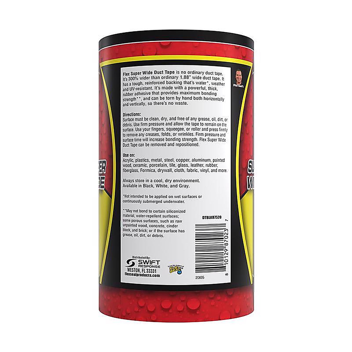 Flex Seal - DTBLKR7520 - Flex Super Wide Duct Tape 7.5 in. W X 20 ft. L Black Duct Tape