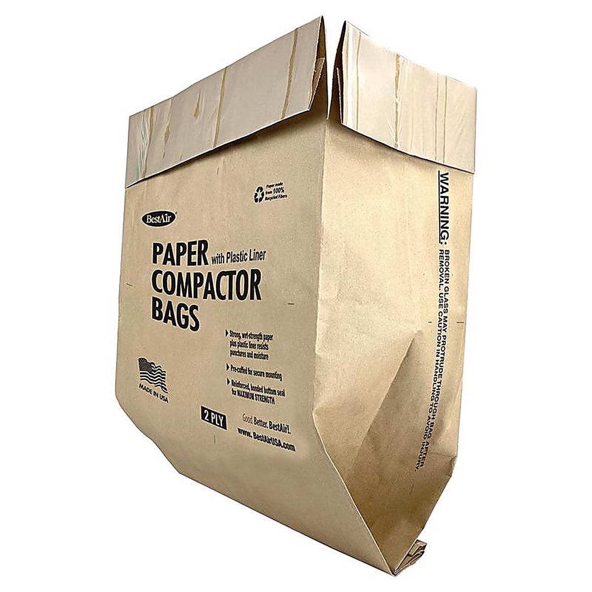 BestAir - WMCK133508-3 - 10 gal Compactor Bags Flat Top 8 pk
