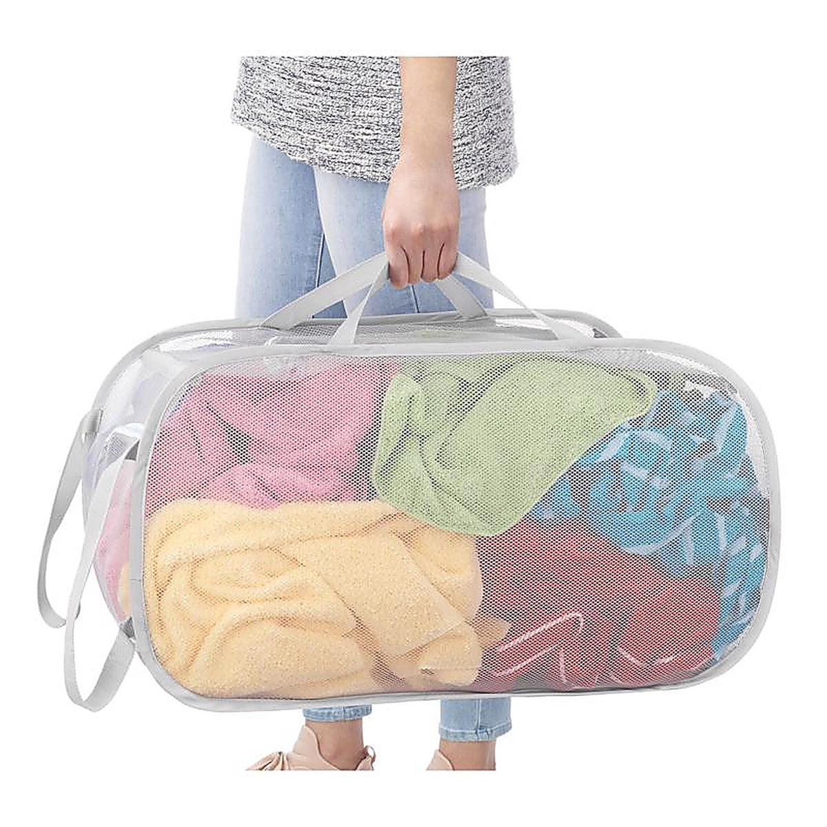 Whitmor - 5588-7485-GG - White Fabric Collapsible Hamper