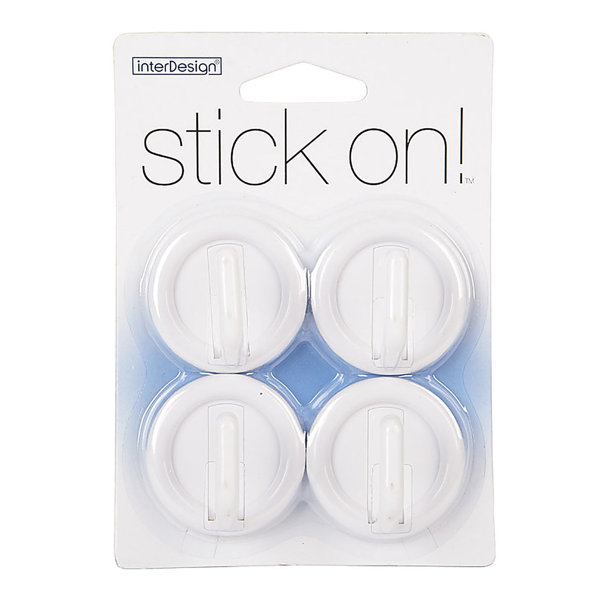 InterDesign - 15001 - 1 in. L White Plastic Small stick on Hook - 4/Pack