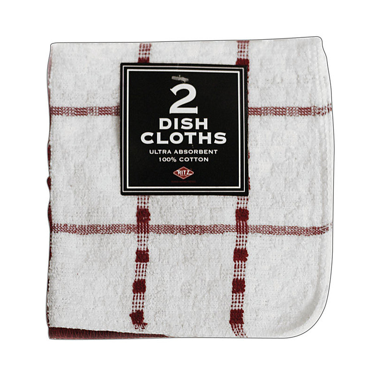 Ritz - 27583 - Paprika Cotton Check/Solid Dish Cloth 2 pk
