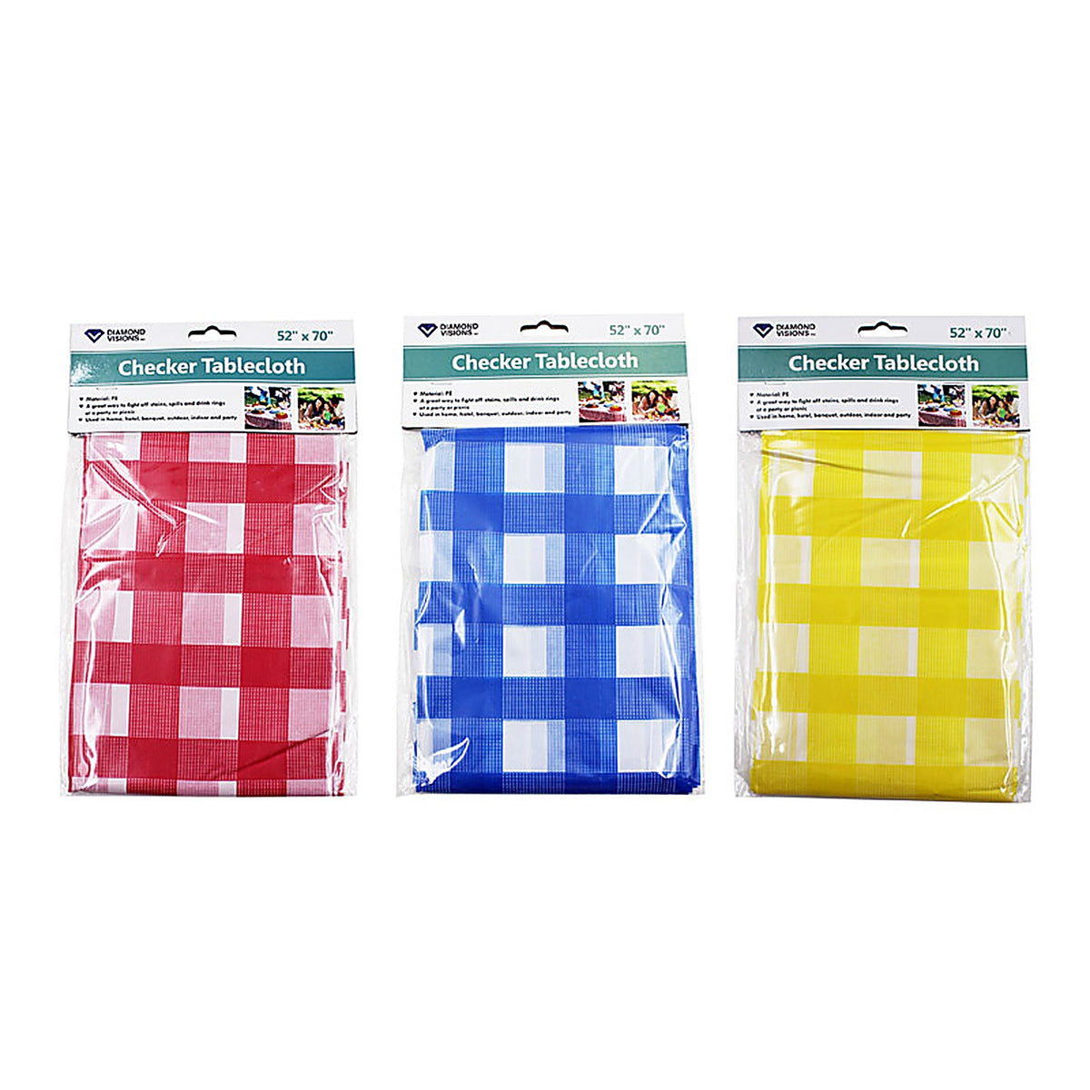 Diamond Visions - 06-2413 - Vinyl Disposable Tablecloth 72 in. 52 in.