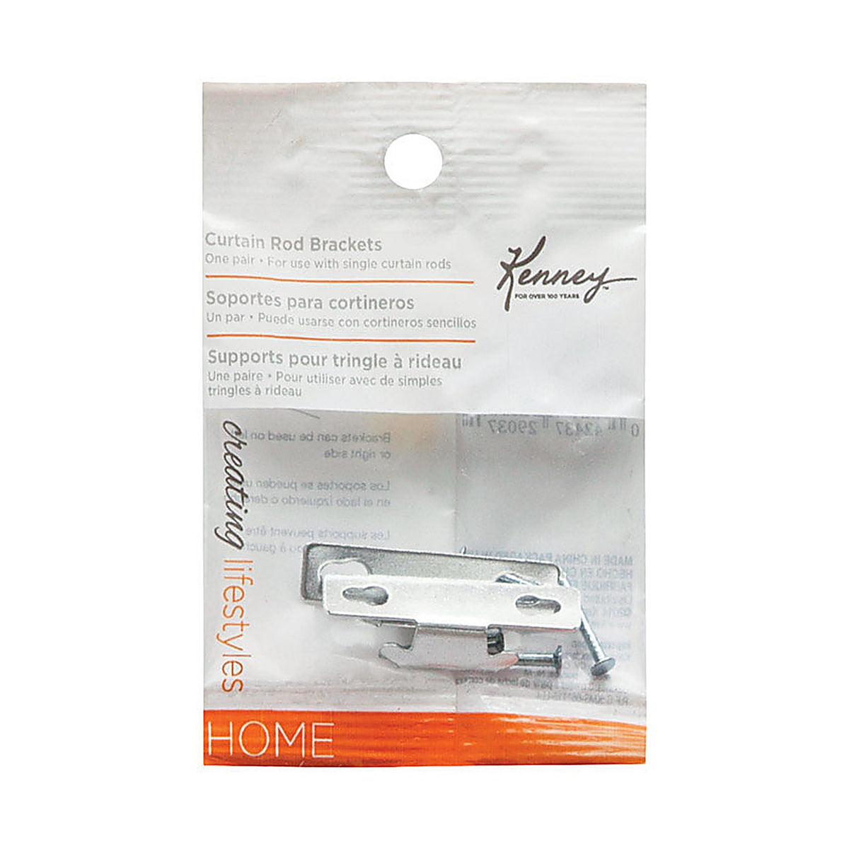 Kenney - KN851 - Chrome Silver Curtain Rod Bracket