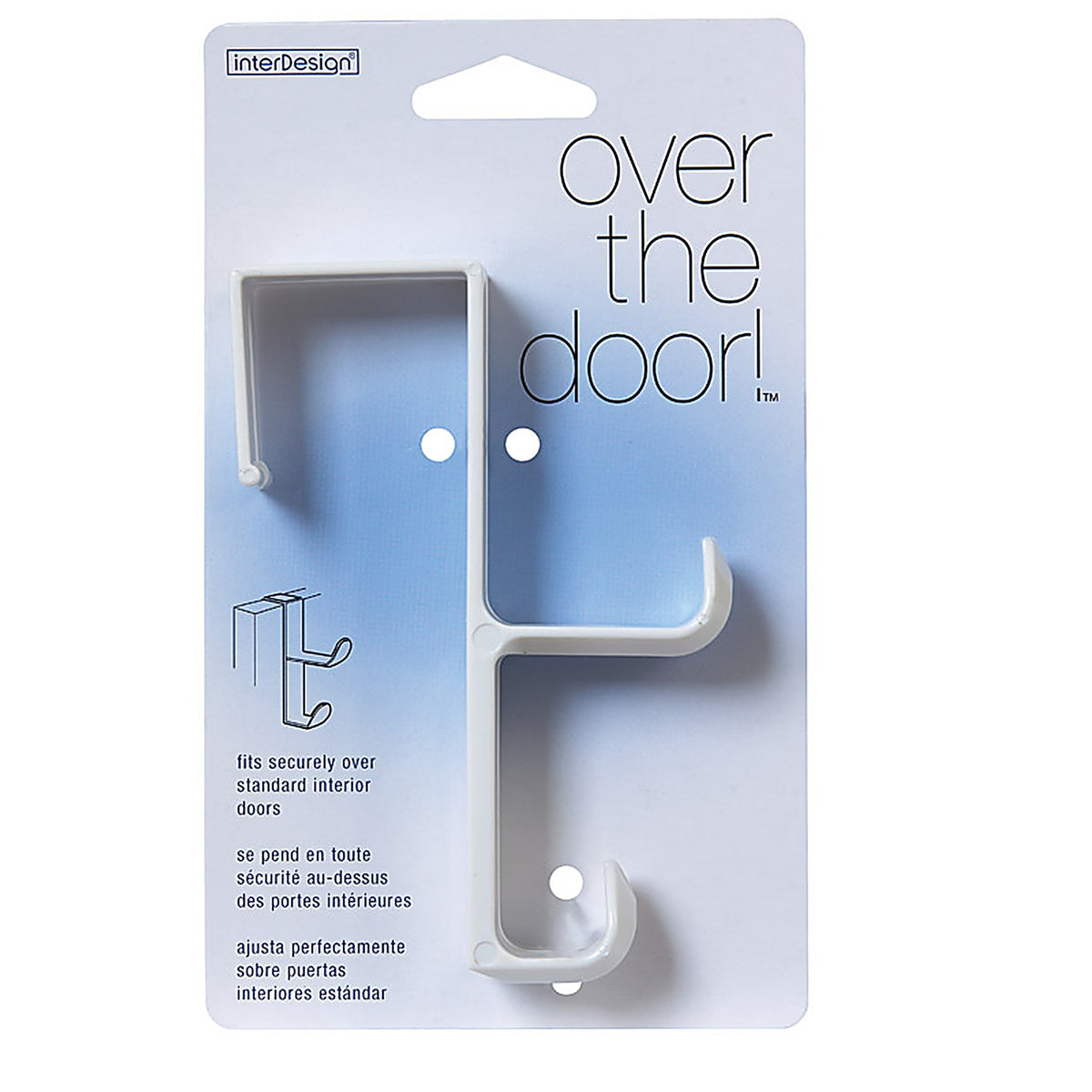 InterDesign - 16101 - 5-1/2 in. L White Plastic Medium Over-the-Door Double Hook - 1/Pack