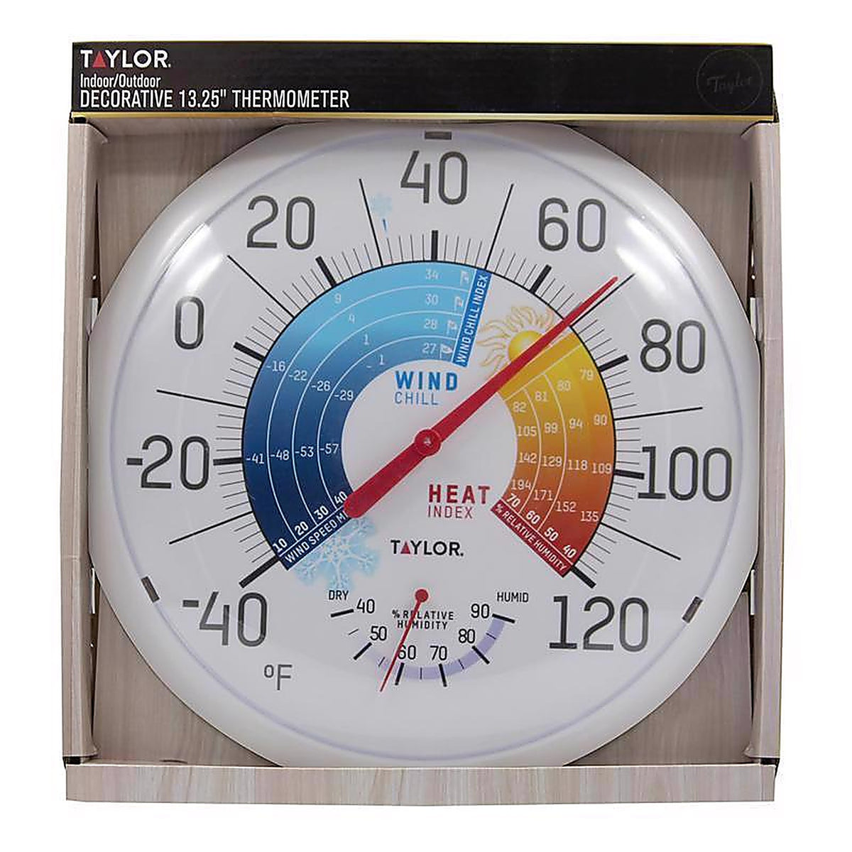 Taylor - 6751 - Wind Chill and Heat Index Dial Thermometer Plastic Multicolored 13.25 in.