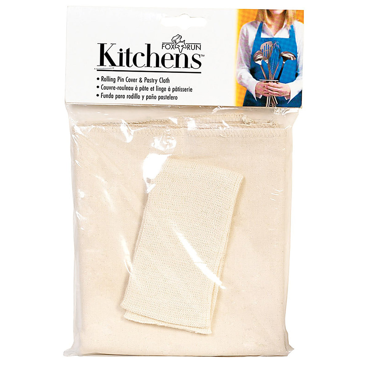Fox Run - 4176 - Kitchens 23.5 in. L x 19.5 in. Dia. Cotton Pastry Cloth and Rolling Pin Cover White