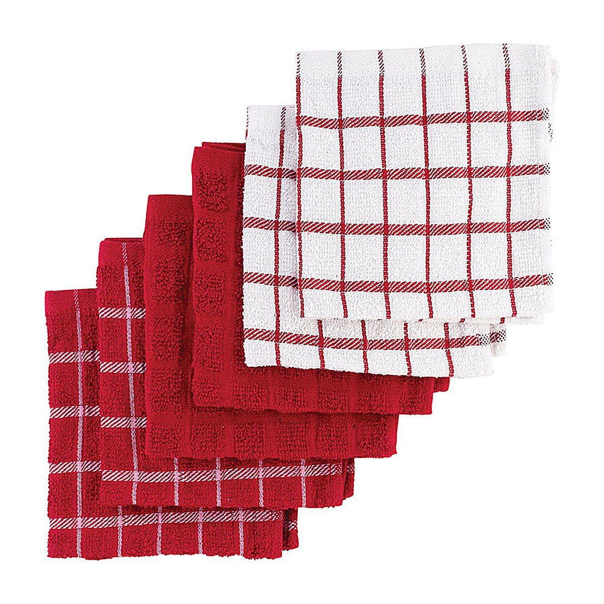 Ritz - 92483 - Paprika Cotton Check/Solid Dish Cloth 6 pk