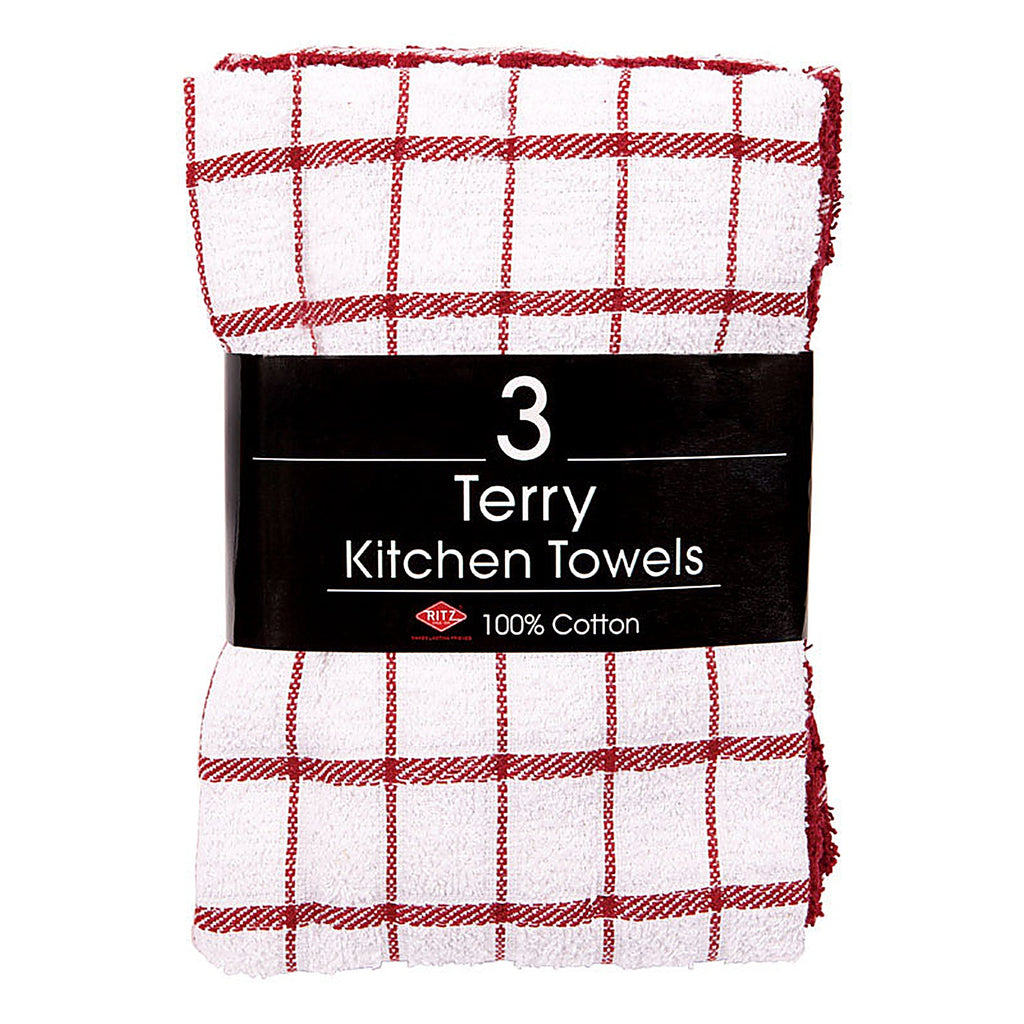 Ritz - 82483 - Paprika Cotton Check Kitchen Towel 3 pk