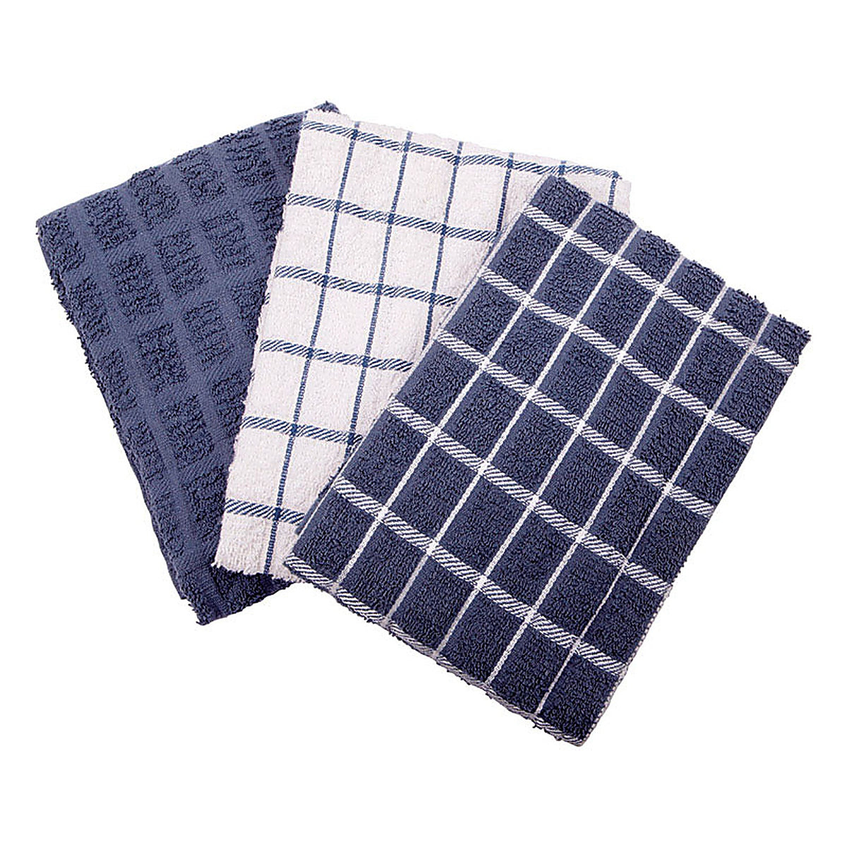 Ritz - 82424 - Federal Blue Cotton Check Kitchen Towel 3 pk
