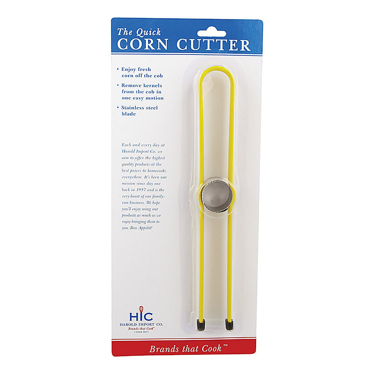 Harold Import - 42241 - Yellow Stainless Steel Corn Cutter
