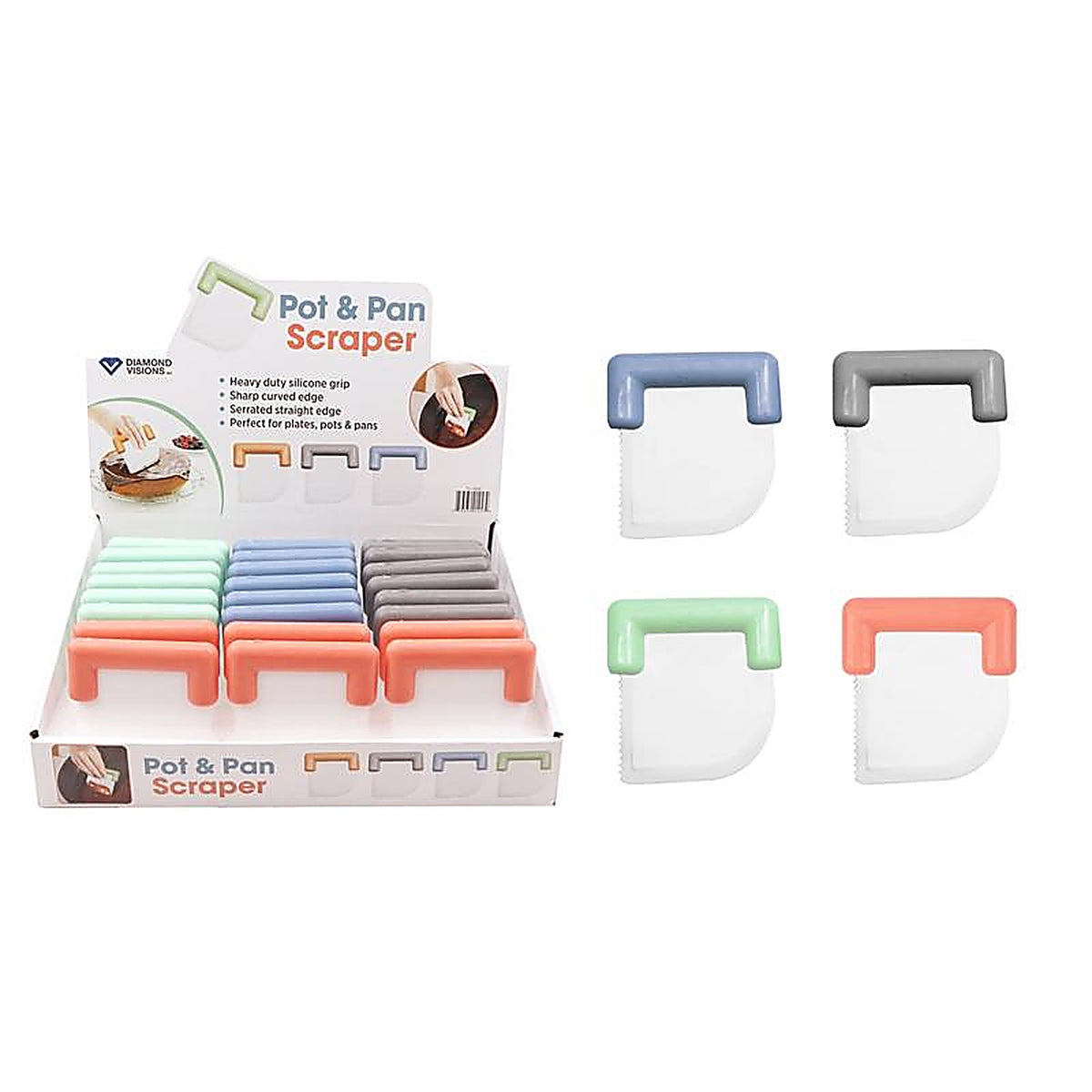 Diamond Visions - 11-1453 - 4 in. W x 3 in. L Assorted Colors Plastic Pot Scraper