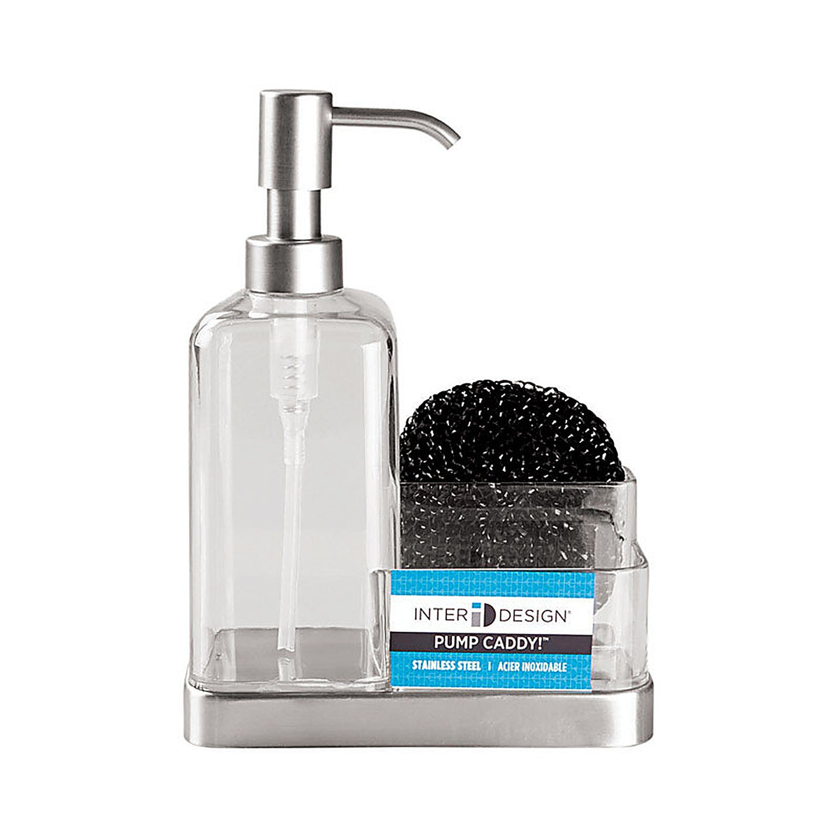 InterDesign - 67080 - Forma Clear Stainless Steel Soap and Sponge Caddy