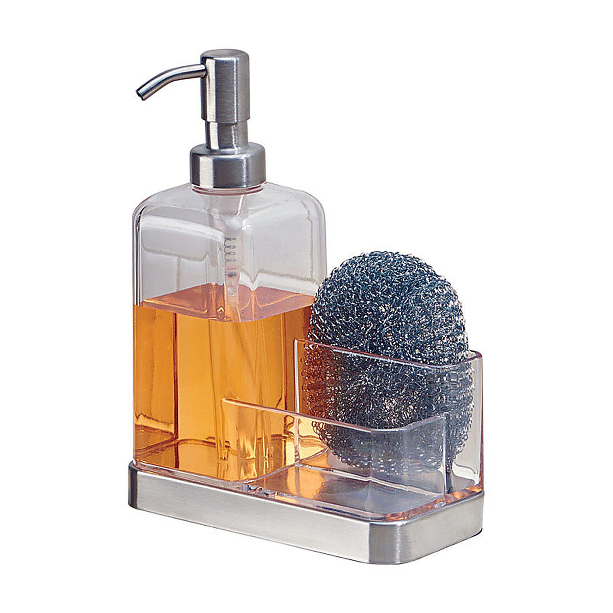 InterDesign - 67080 - Forma Clear Stainless Steel Soap and Sponge Caddy