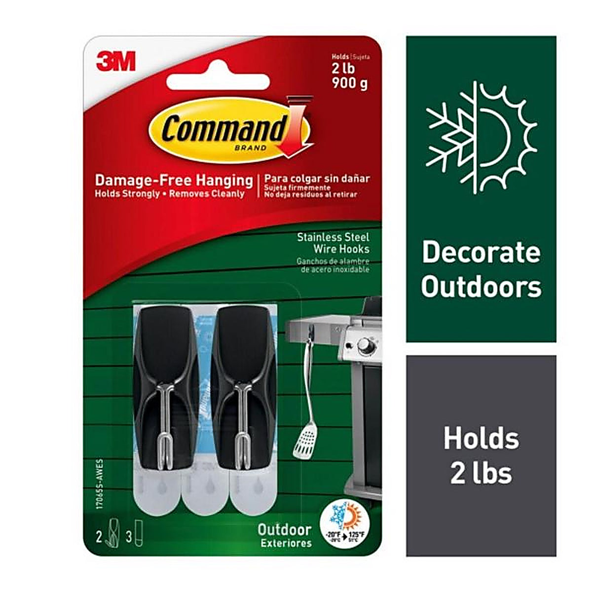 3M - 17065S-AWES - Medium Plastic Hook 2-1/6 in. L - 2/Pack