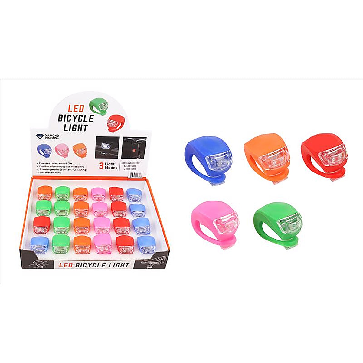 Diamond Visions - 08-1386 - Plastic LED Bike Light Assorted