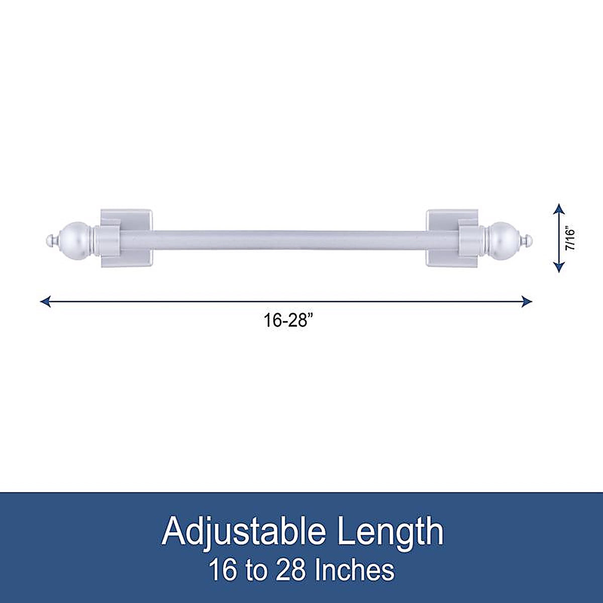 Kenney - KN40343 - Satin Silver Silver Magnet Cafe Rod 16 in. L x 28 in. L