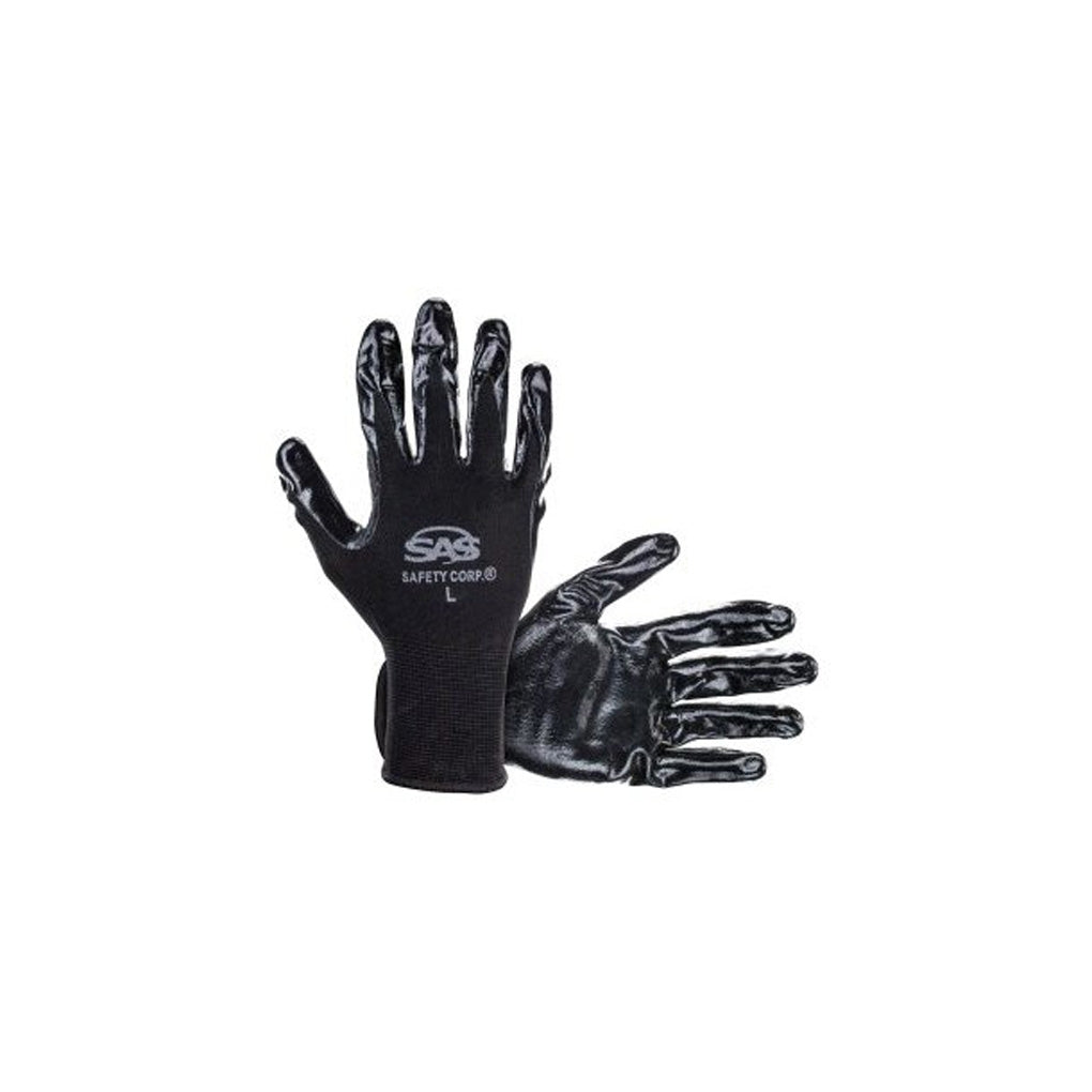 SAS - 640-1908 - PawZ Black Nylon Knit Shell Gloves - Nitrile Palm Coating - Medium