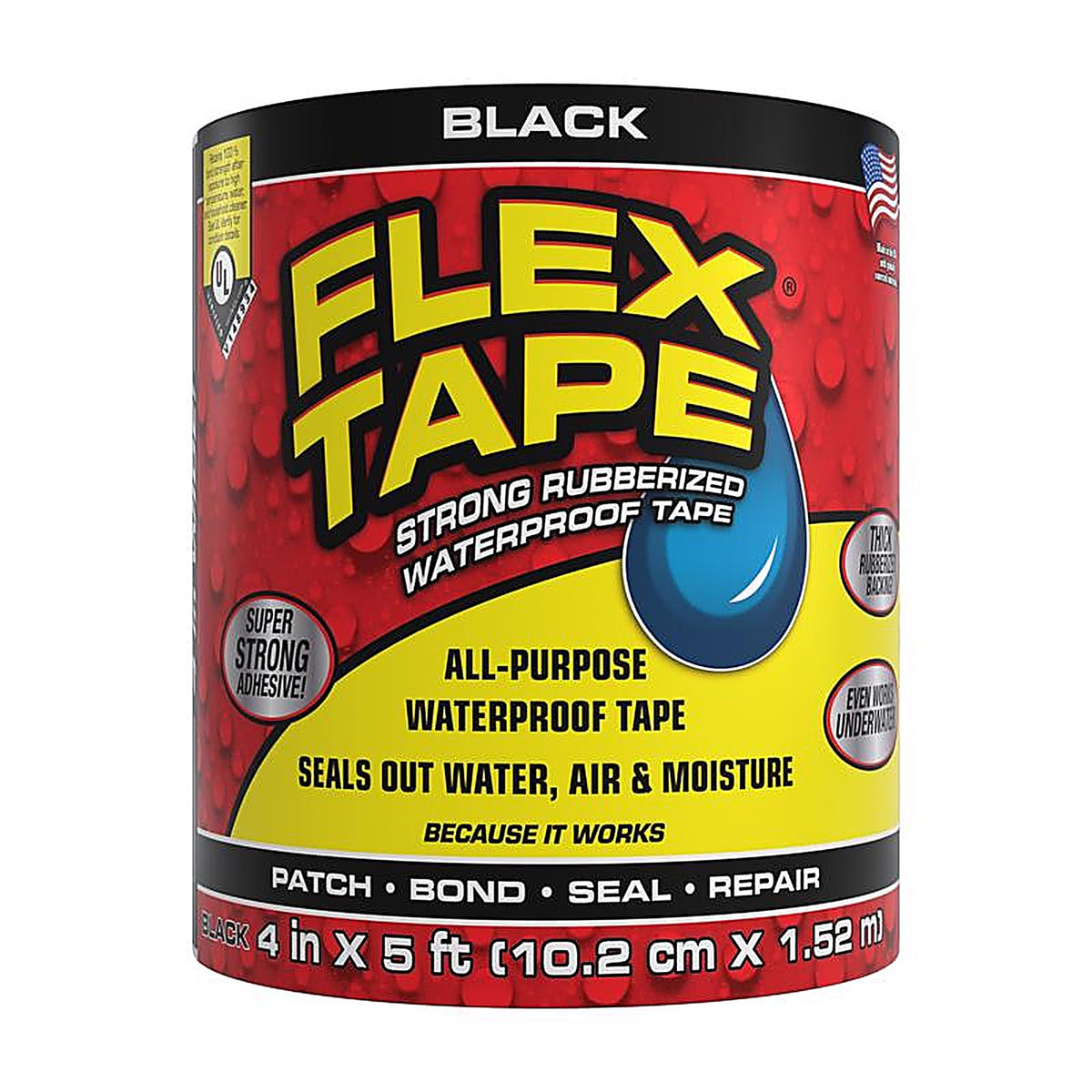 Flex Seal - TFSBLKR0405 - FLEX TAPE 4 in. W X 5 ft. L Black Waterproof Repair Tape