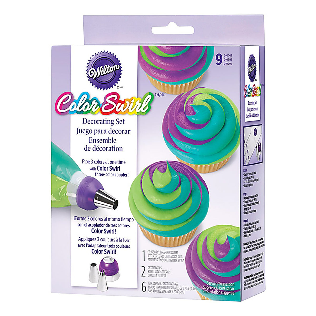 Wilton - 191001945 - Color Swirl Purple/White Plastic Decorating Set