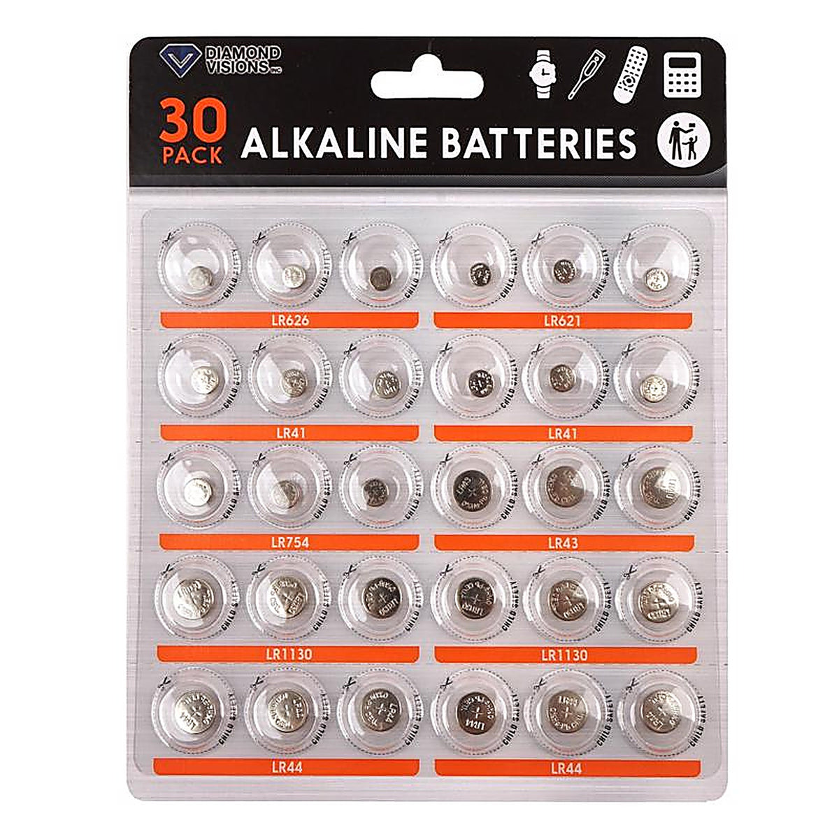 Diamond Visions - 2222417 - Alkaline Assorted Button Cell Battery - 30/Pack