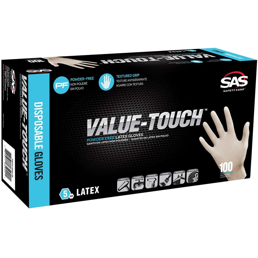 SAS - 6591 - Value-Touch Powdered Latex Gloves, Small - 100/Pack