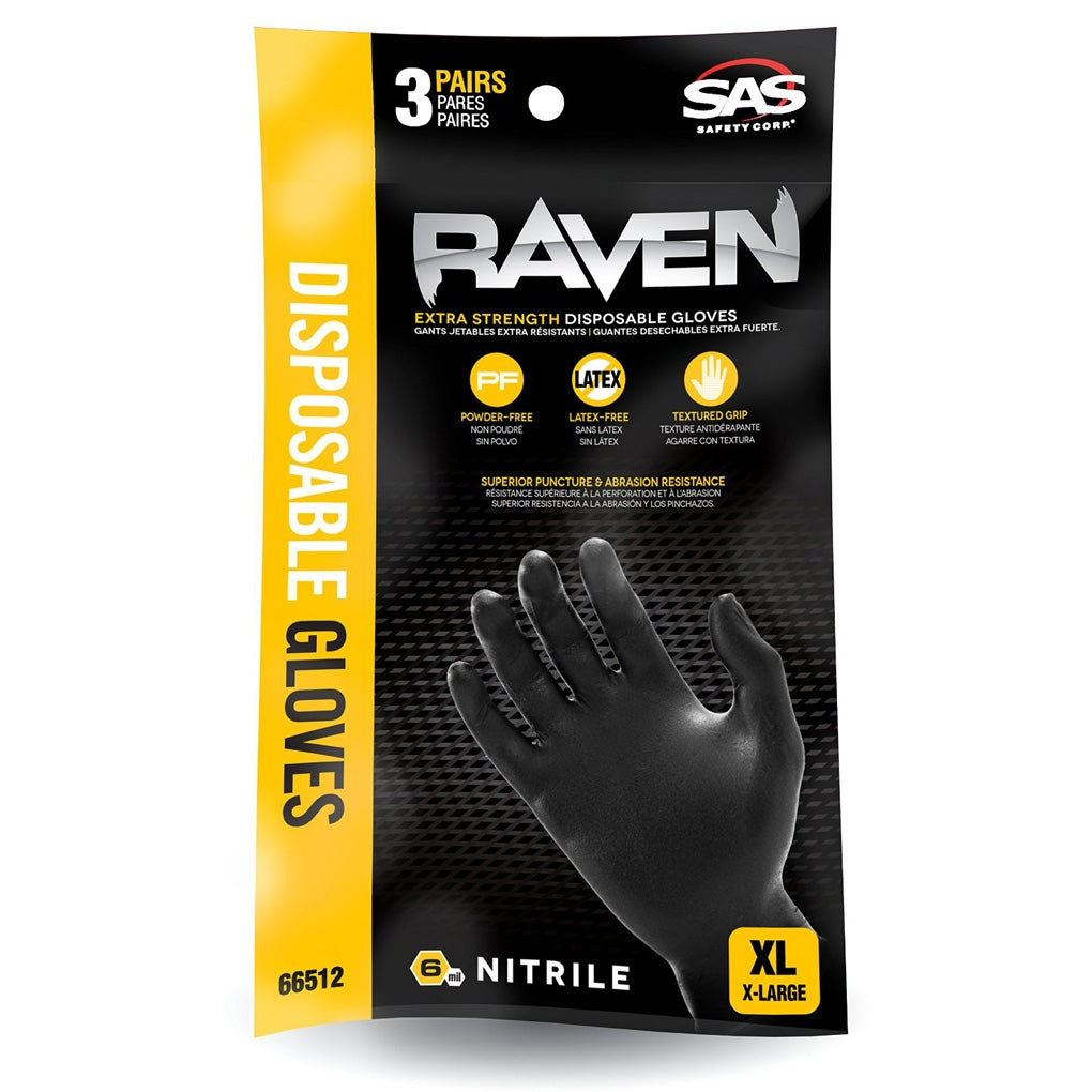SAS - 66511 - Raven Nitrile Disposable Glove (Powder-Free) - Large