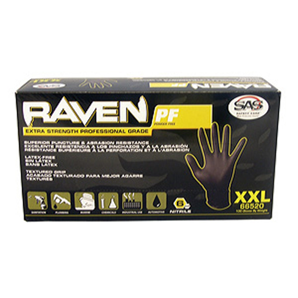 SAS - 66516 - Raven Powder-Free Nitrile Gloves, Small - 100/Pack