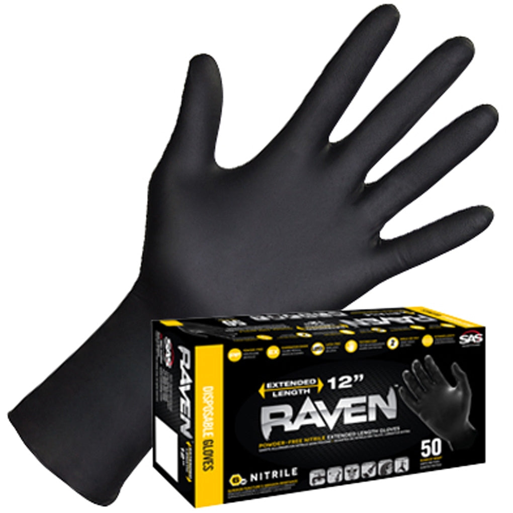 SAS - 66518-01 - Raven Powder-Free Nitrile Gloves, Large - 50/Pack