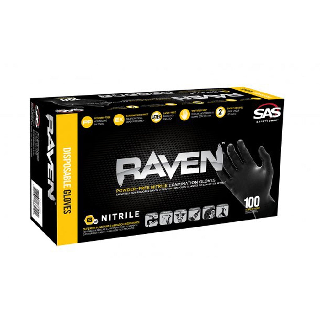 SAS - 66520 - Raven Powder-Free Nitrile Gloves, XX-Large - 100/Pack