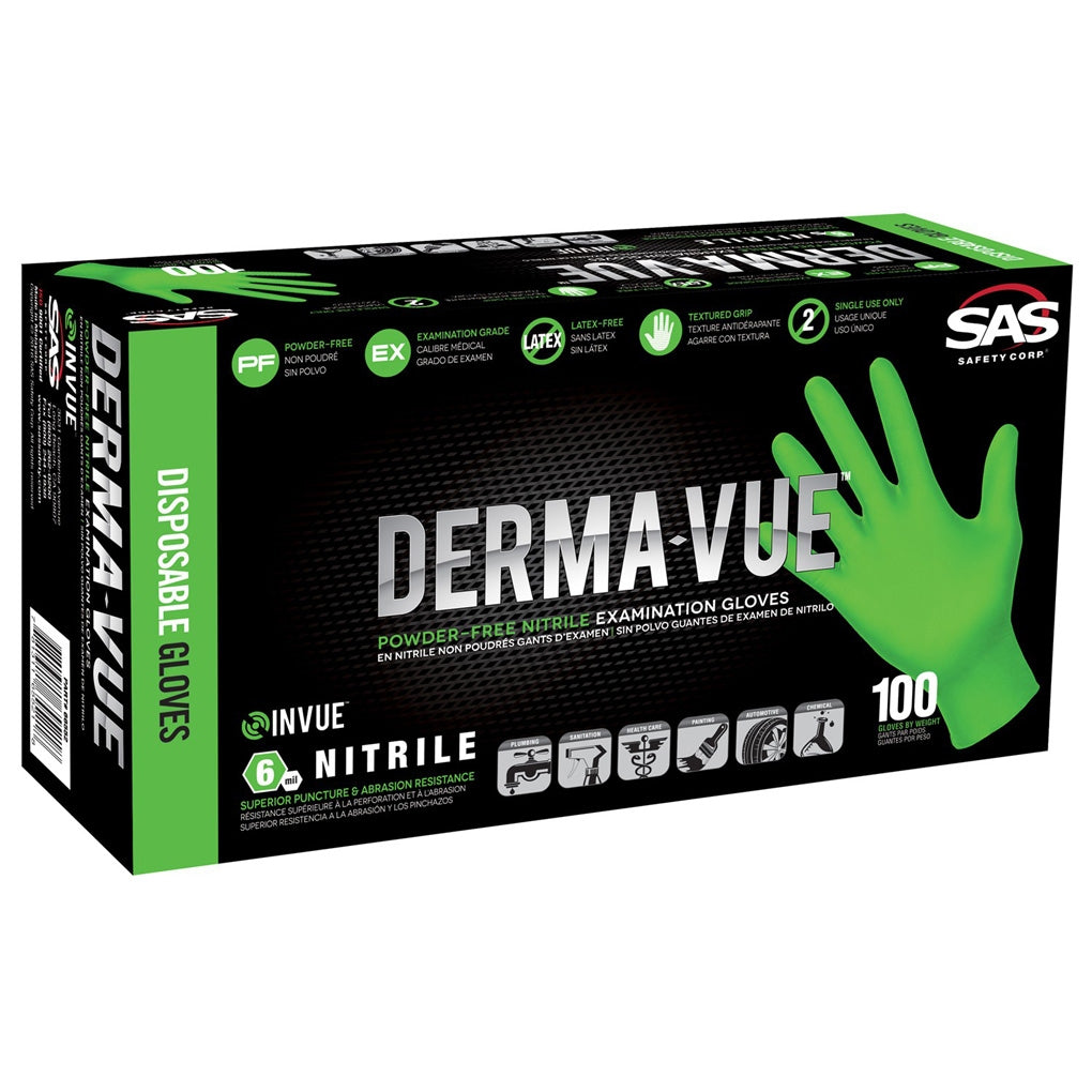 SAS - 66552 - Derma-Vue Nitrile Disposable Glove (Powder-Free) - Large - 100/Pack