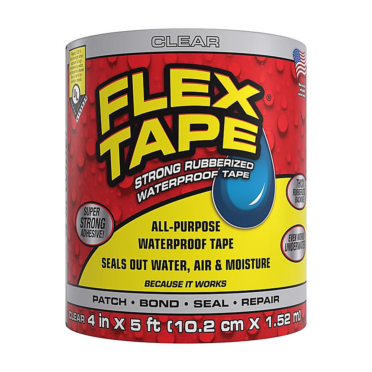 Flex Seal - TFSCLRR0405 - FLEX TAPE 4 in. W X 5 ft. L Clear Waterproof Repair Tape