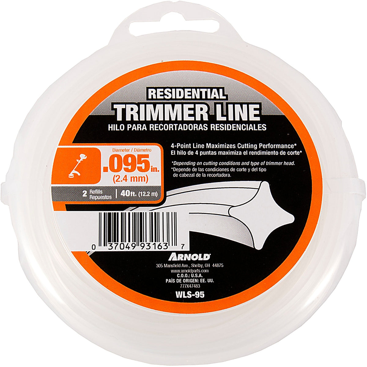 Arnold - WLS-95 - Residential Grade .095 in. D X 40 ft. L Trimmer Line
