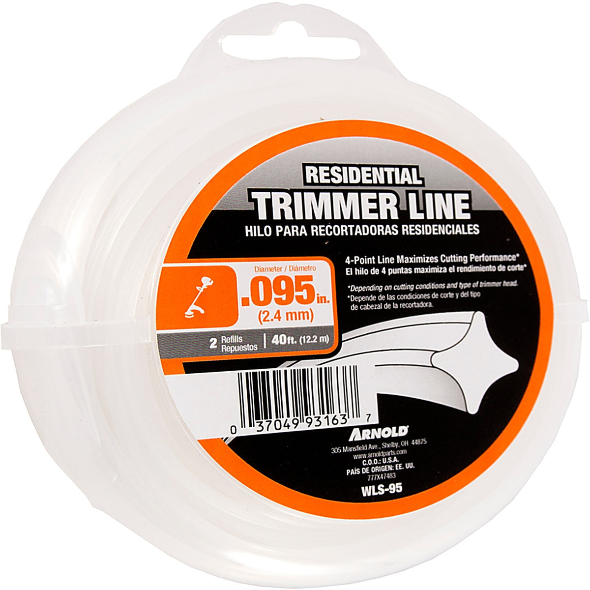 Arnold - WLS-95 - Residential Grade .095 in. D X 40 ft. L Trimmer Line