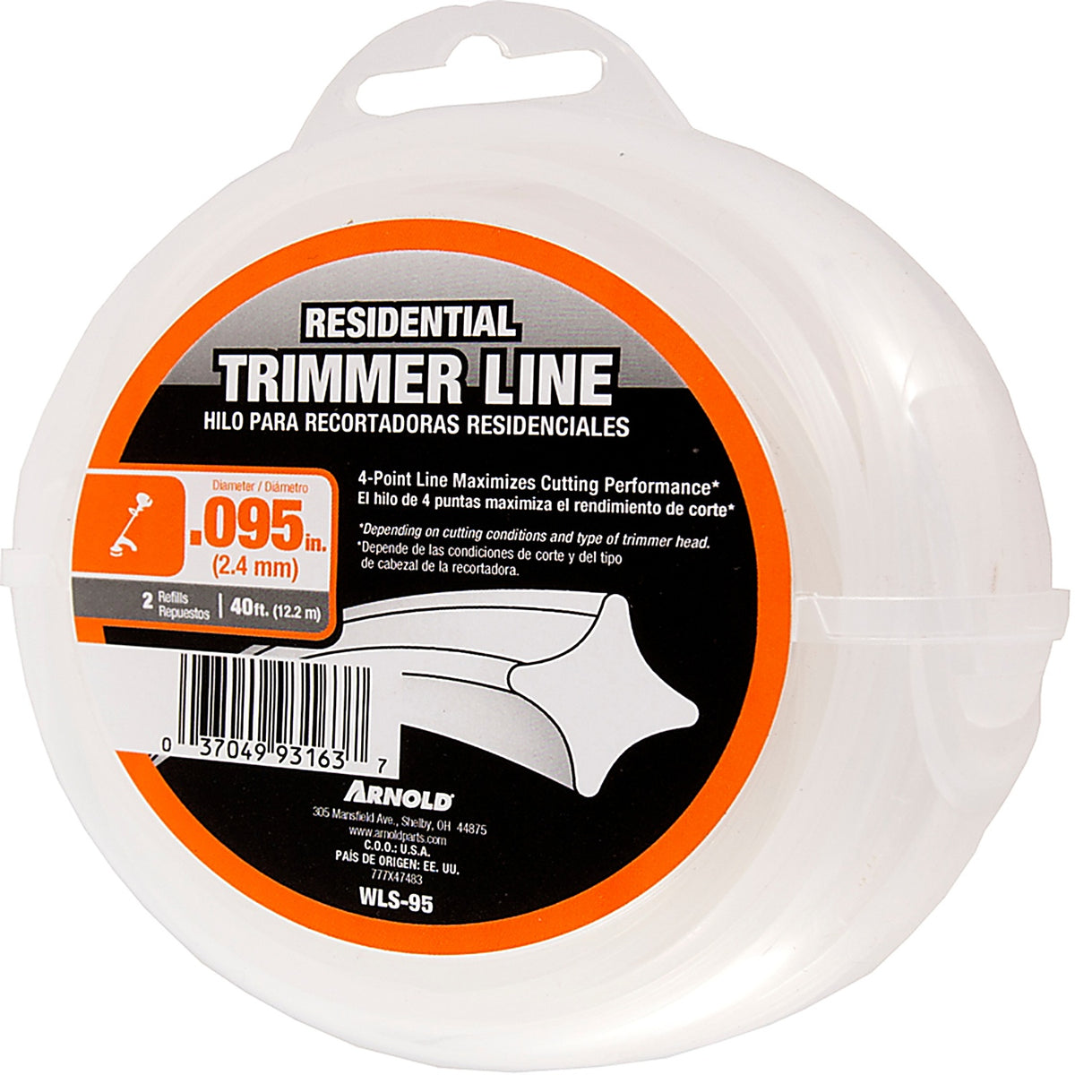 Arnold - WLS-95 - Residential Grade .095 in. D X 40 ft. L Trimmer Line