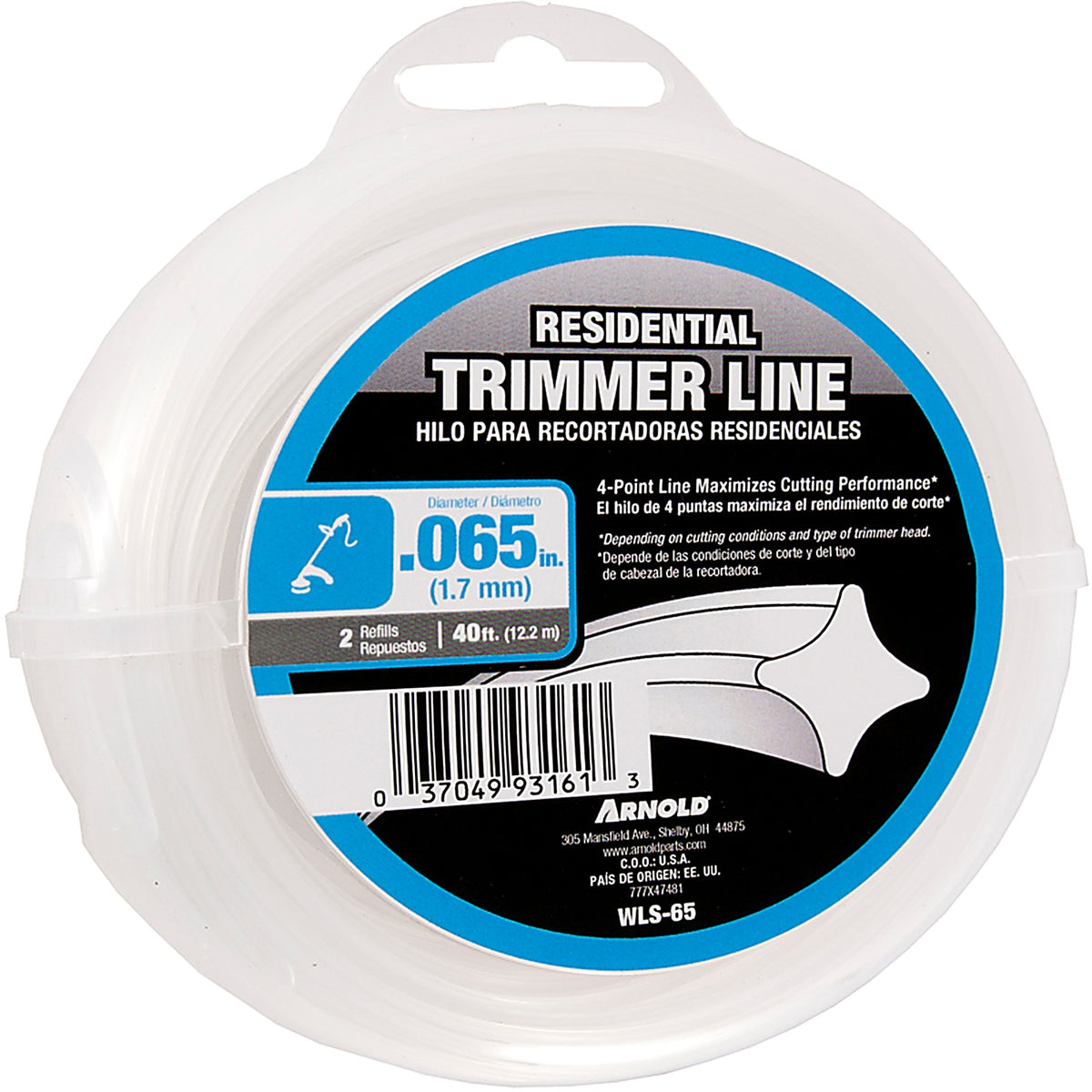 Arnold - WLS-65 - Residential Grade .065 in. D X 40 ft. L Trimmer Line