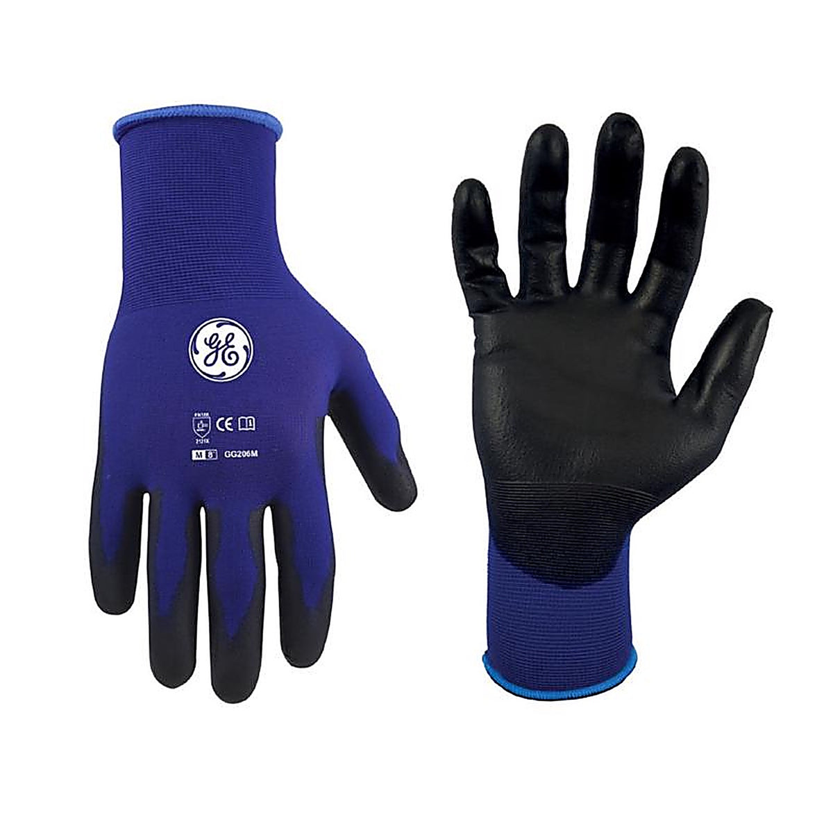 GE - GG206MC - Unisex Dipped Gloves Black/Blue M 1 pair