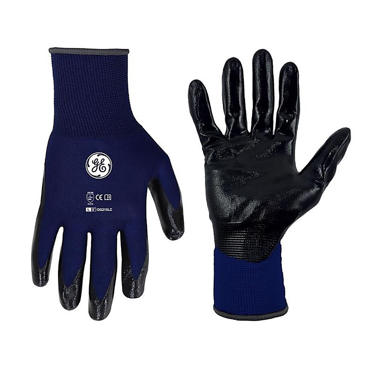 GE - GG215LC - Unisex Dipped Gloves Black/Blue L 1 pair