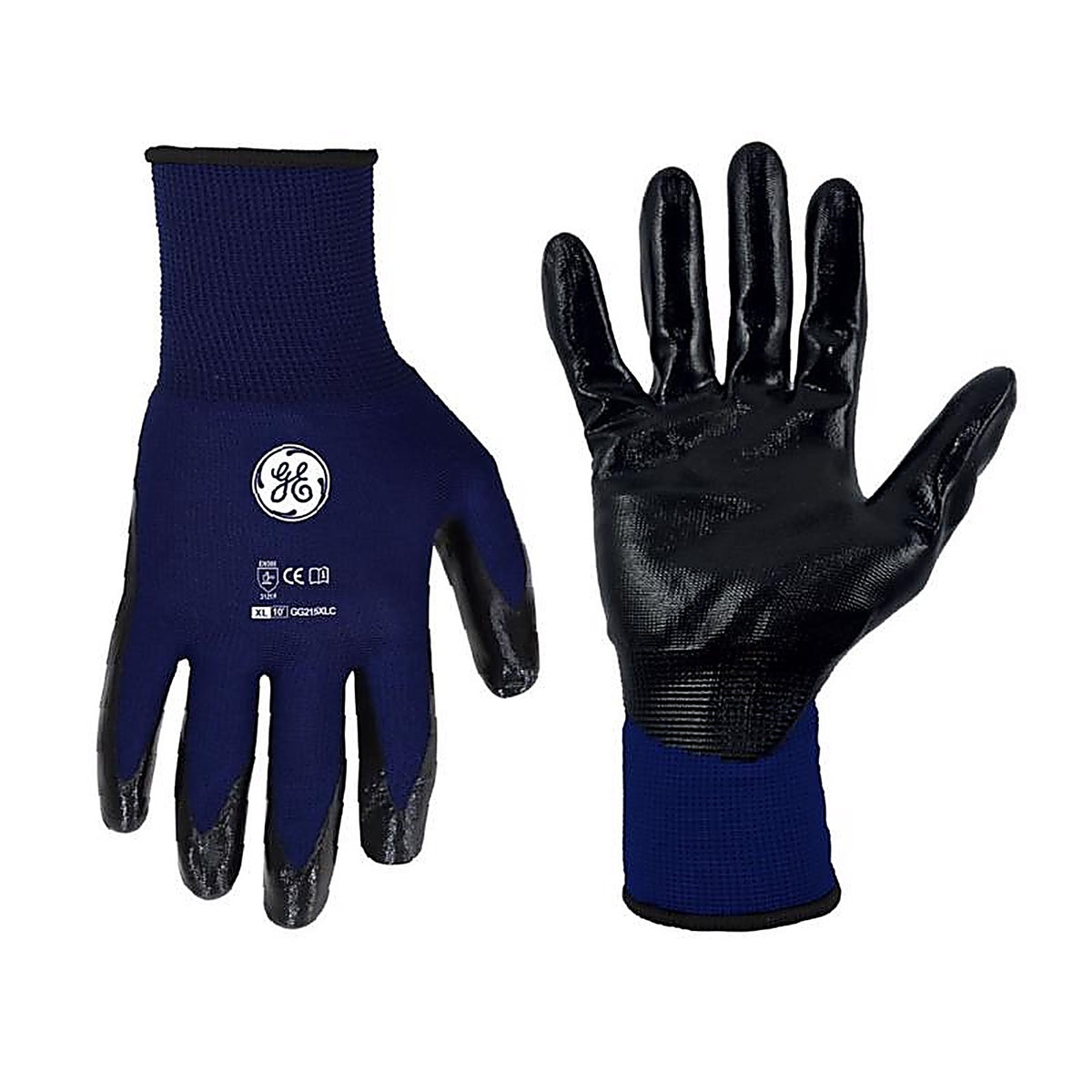 GE - GG215XLC - Unisex Dipped Gloves Black/Blue XL 1 pair