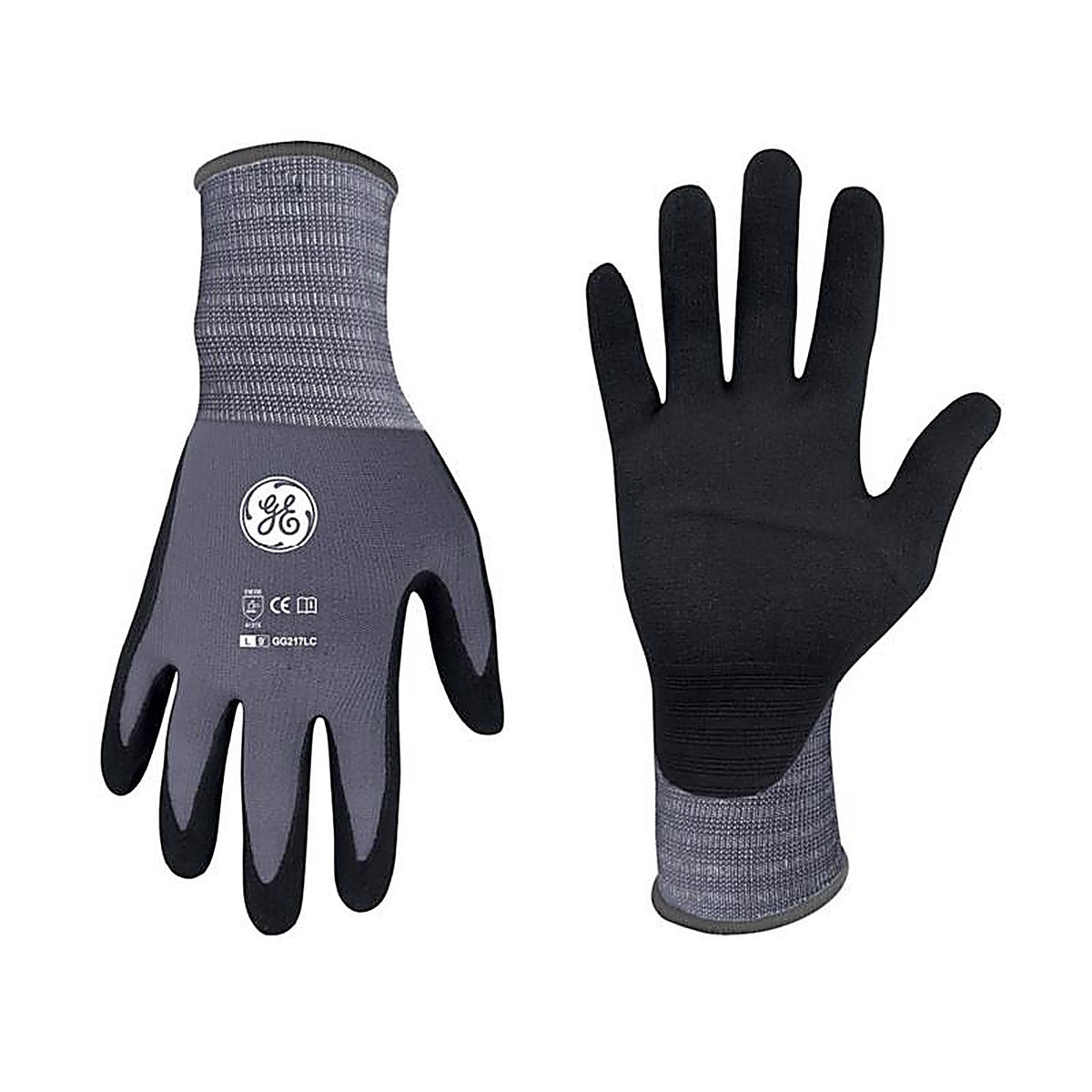 GE - GG217LC - Unisex Dipped Gloves Black/Gray L 1 pair