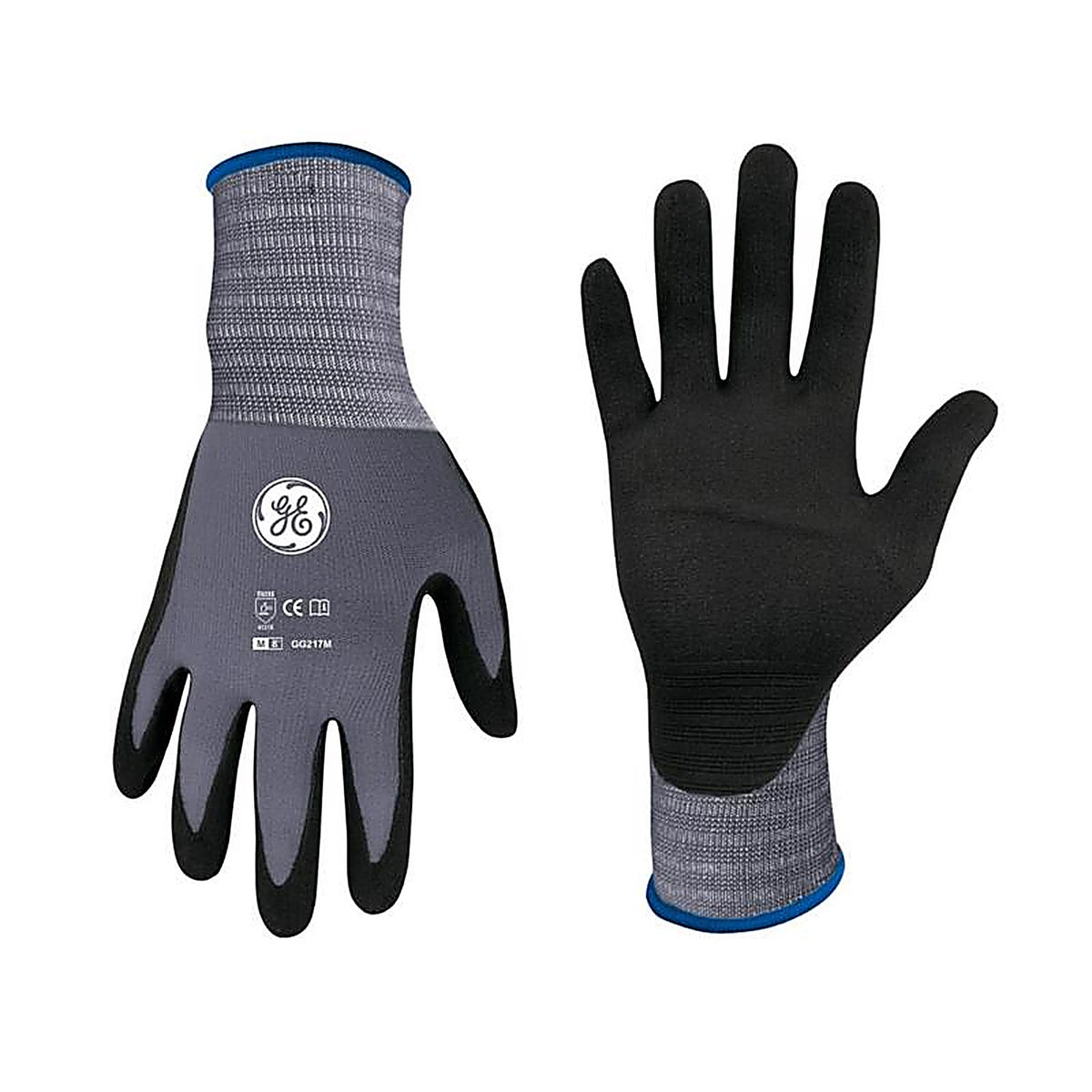 GE - GG217MC - Unisex Dipped Gloves Black/Gray M 1 pair