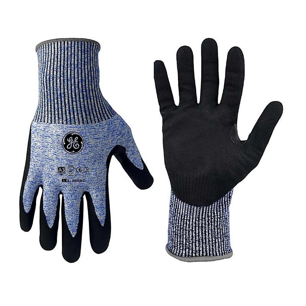 GE - GG223LC - Unisex Dipped Gloves Black/Blue L 1 pair
