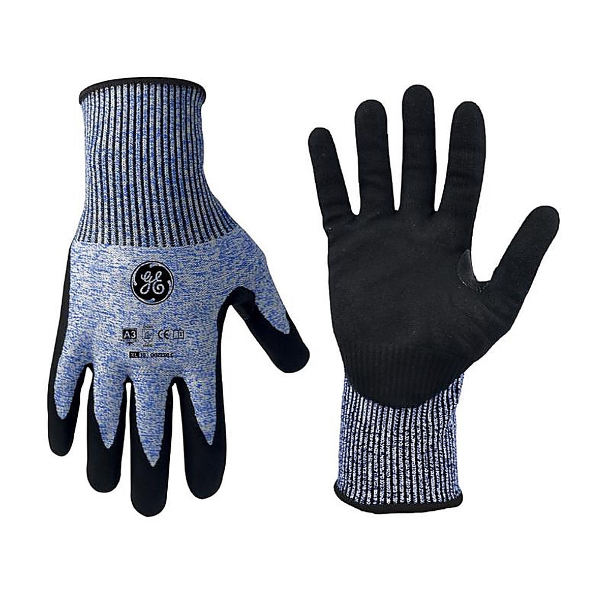 GE - GG223XLC - Unisex Dipped Gloves Black/Blue XL 1 pair